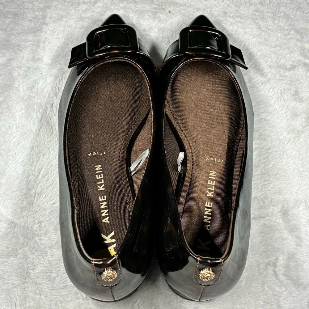 New Anne Klein Karisma Tortoise Shell Pointed Toe iFlex Flats Buckle Shoes 8M